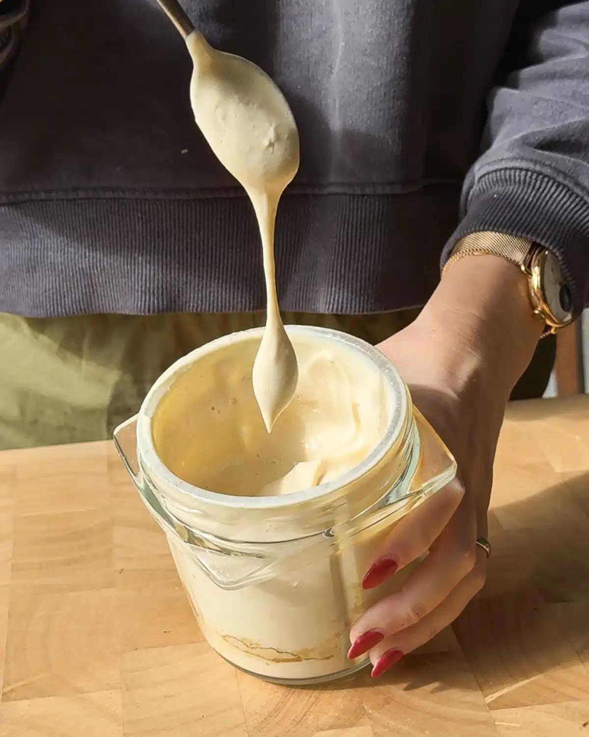 The cheese sauce should be smooth and pourable once it's blended.