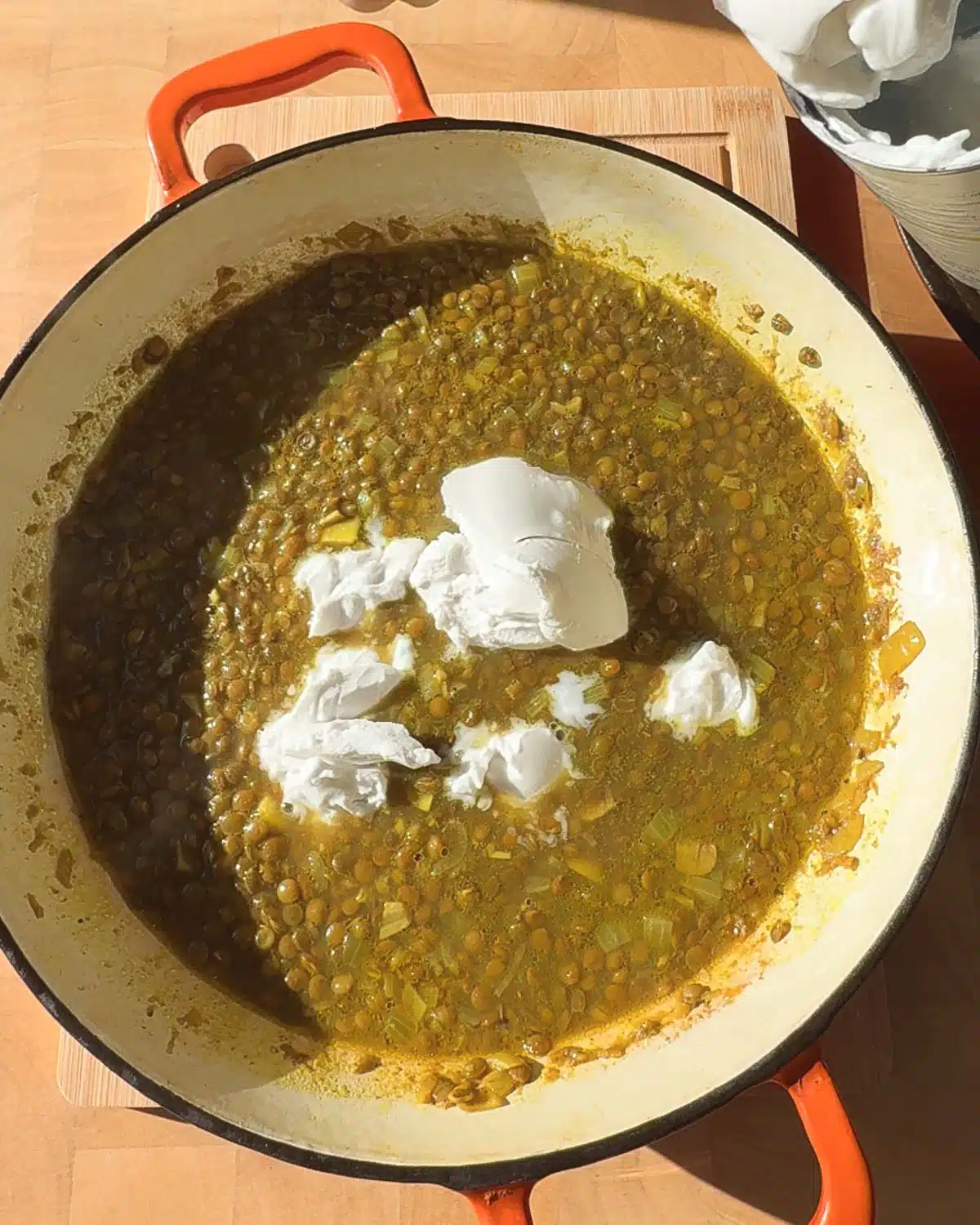 Stir in coconut cream and cook a little longer.